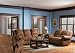 2pc Recliner Sofa Set Nail Head Trim Distressed Brown Microfiber