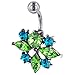Belly Button Rings Green And Turquoise Crystal title=