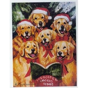 4 pack Golden Retriever Christmas Cards