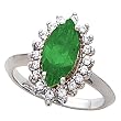 14K White Gold Chatham Created Emerald and Diamond Ring