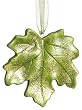 3.5" Princess Garden Green Maple Leaf Glitter Christmas Ornament