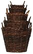Country Hand Woven Round Sapling Baskets Set / 5, Large=17"D x 14"H