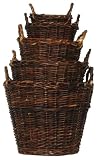 Country Hand Woven Round Sapling Baskets Set / 5, Large=17"D x 14"H