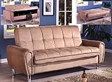 IMAGE OF Santa Monica Camel Finish Microfiber Futon Sofa