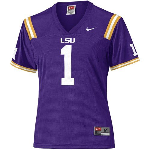 Nike LSU Tigers #1 Women's Replica Football Jersey-Purple (Large)