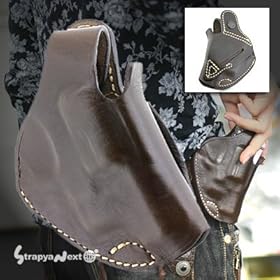 【クリックで詳細表示】【シルエットがかっこいい！ヒップホルスター風】本牛革携帯ケース(チョコ)404M36-CHO