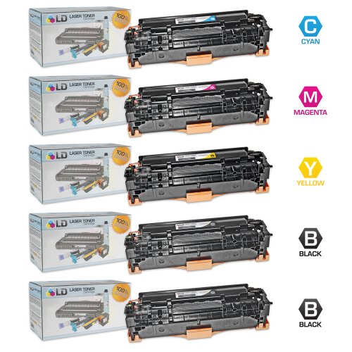 LD  � Remanufactured Hewlett Packard (HP) Color LaserJet CM2320 Set of 5 Color Toner Cartridges: 2 CC530A Black and 1 of each CC531A Cyan, CC533A Magenta, and CC532A Yellow On Sale