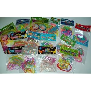 192 Party Lot ~ Fun Bandz Shaped Rubber Band Bracelets (16 Packs) Text, Princess, Rock, Cars, Fun... by 