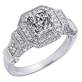 Radiant Brilliant Cut Diamond Engagement Millgrain Edged Ring Vintage Style 18k White Gold (2 carats, VS2 Clarity, G Color)