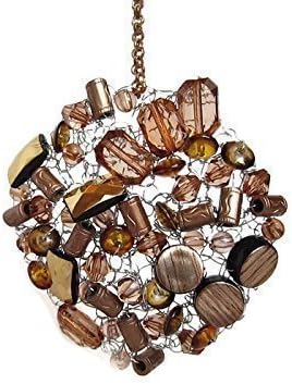 Crochet Wire Christmas Ornament Copper Bronze and Gold Beaded Metal Ornament