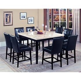 9pc Counter Height Ivory Marble Top Dinette (W  8 Bar Stools) by 