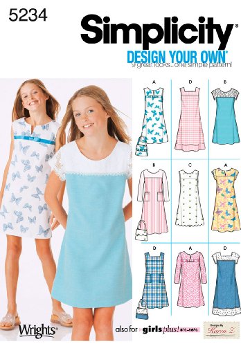 Simplicity Sewing Pattern 5234 Girls/Girls Plus Dresses, AA (8-10-12-14-16)
