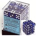 Blue with White Spots Translucent 12mm 6 Sided Dice 36