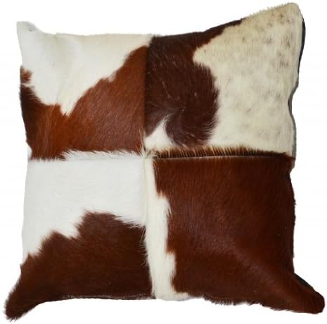 MESSINA PILLOW COWHIDE QUATRO BROWN &amp; WHITE 16" X 16"