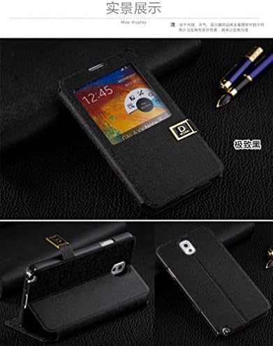 Samsung Galaxy Note 3 Case, Premium Smart View Leather Wallet Case for Samsung Galaxy Note 3 III N9000 Smartphone (Black)