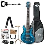 Charvel Desolation DC1 ST Double Cutaway Stop Tail Trans Blue Smear Electric Guitar with GO-DPS Planet Waves Shredder Pick Pack Part# PW Shred,PW-CT-12 Tuner,Ultra Stand 2445BK ,Gig Bag,PWS100V Strap, PW-CGT-10 Cable