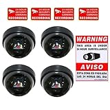 VideoSecu 4 Dummy Imitation Security Camera with Flashing Light LED Cost-effective Security CCTV Simulated Dome Camera DMY03D4 WE5