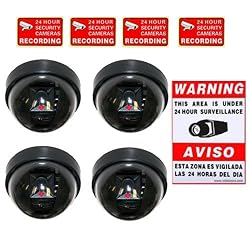 VideoSecu 4 Dummy Imitation Security Camera with Flashing Light LED Cost-effective Security CCTV Simulated Dome Camera WE5