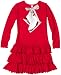 Love U Lots Girls 2-6X Shimmer Ice Skates Drop Waist Dress with Trim, Red, 4