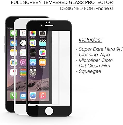 iPhone 6 (4.7 Inches) - Tempered Glass Screen Protector - Super Extra Hard 9H - Ultra Slim 0.3 - Highest Scratch and Crack Resistant -Anti-smudges and Fingerprints - Premium Quality - Protect Your Apple Phone - Satisfaction Guaranteed - New Release 2015 - FULL SCREEN COVERAGE - WHITE (White)