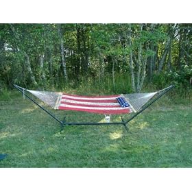 Bay Hammock All-American Soft-Spun Olefin (Synthetic) Single Rope Hammock w  Pillow (48 x... by Bay Hammock