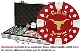 Custom Poker chip Set: Longhorn (Style 1) image & your custom text printed on the chips. 300 11.5 gram chip w/case & more.