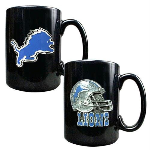 NFL Detroit Lions Two Piece Coffee Mug Set- Primary & Helmet Logo