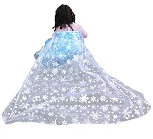 Frozen Elsa Dress Costume with a Long Cape (Ages 7-8)