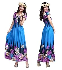 Flared-Skirt Fitted Stretchy Ruched Puff Sleeves Square Neck Short Cotton Floral Print Tropical Print Party Dress 