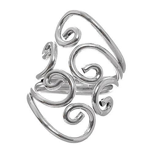 Sterling Silver Large Wire Swirl Triple Band Ring