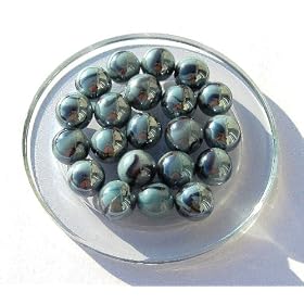 25 Marbles - Marble GRIS BLEU - Glass Marble diameter : 16 mm.