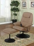 Circle Metal Base Microfiber Plush in Creamy Finish Massage Recliner Set