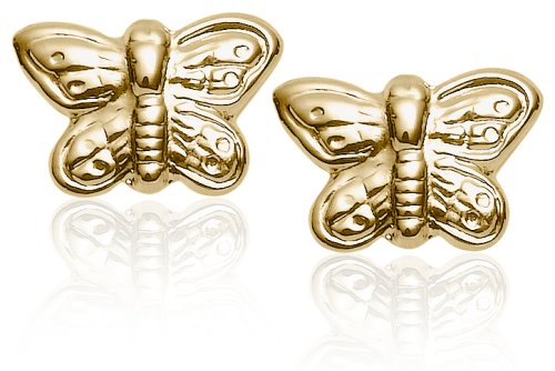 14k Yellow Gold Children's Butterfly Earrings
