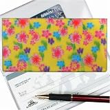 Lenticular Check Book Cover, TROPICAL FLOWERS, PINK, BLUE, YELLOW R-D109-CBC