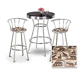 Chrome Bar Table & 2 Chrome 29" Wildlife Animals Fabric Seat Barstools