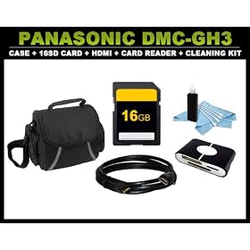 Panasonic Lumix DMC-GH3 Accessory Bundle Kit (Case + 16SD Memory Card + HDMI Cable + Card Reader + Cleaning Kit)