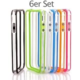 XAiOX� iPhone 4/4s TPU 6er Bumper Set Tranparent weiss / blau / gr�n / orange / pink / schwarz 100% passgenau Original Verpackt + 4 Gratis Schutzfolie f�r Vorder- und R�ckseite 2x Matt 2 x gl�nzend Staubschutzkappen f�r Kopfh�rerbuchse und Dock-Anschlussvon "Xaiox"