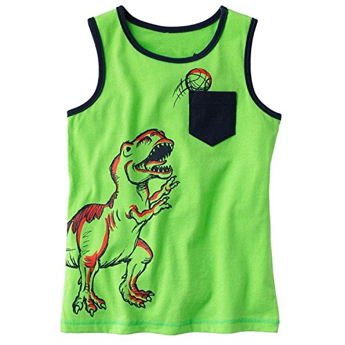 Yo Coco Boy's Kids Green Sleeveless Cotton T-Shirts Cartoon Tank Tops