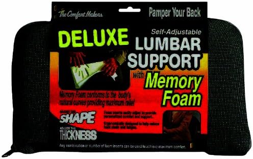 The ComfortMakers Lumbar Support, Deluxe with Memory Foam, Adjustable, 12-1/2"w x 7-1/2"h x 2-1/2"d, Grey, 1/Each (92071)