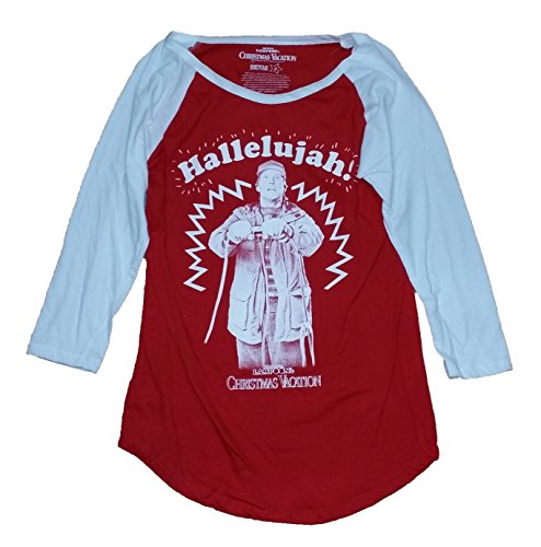 National Lampoons Christmas Vacation Junior Raglan 3/4 Sleeve T-Shirt Hallelujah!