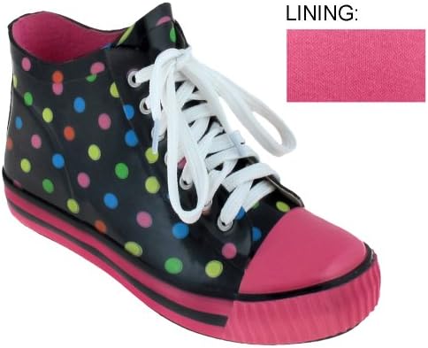 Capelli New York Multi Dots Ladies Short Sneaker Rain Boot Boot Black Combo 10