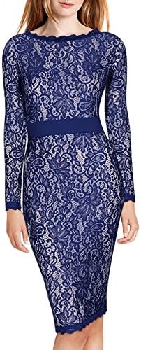 Miusol® Women's Long Sleeves Floral Lace Classic Slim Bridesmaid Dress