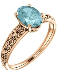 10K Rose Gold 8.00x6.00mm Oval Cut Mozambique Blue Paraiba Tourmaline Ring -- LIFETIME WARRANTY