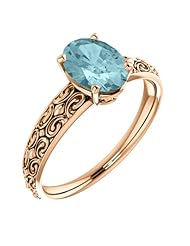 14K Rose Gold 8.00x6.00mm Oval Cut Mozambique Blue Paraiba Tourmaline Ring -- LIFETIME WARRANTY