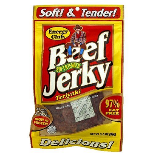 Energy Club Beef Jerky, Teriyaki, 4-Ounce Bag (Pack of 4) by Dried Beef