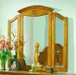 Tri-Fold Mirror with Floral Carving in Pine Finish