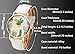 Top Plaza Casual Fashion Potted Plant Cactaceae Dial Non Scale Golden Alloy Case PU Leather Strap Analog Quartz Wrist Watch-White