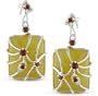Silver 12-1/3ct Yellow Jade and Garnet Earrings