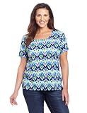 51JKiyQ8m%2BL. SL160  Jones New York Womens Plus Size Short Sleeve Ikat Scoop