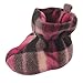Luvable Friends Plaid Fleece Girls Cushioned Booties, Magenta Plaid, 0-6 Months
